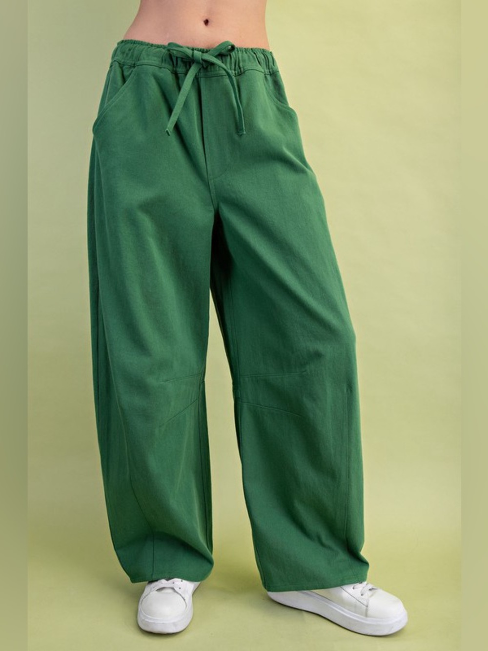 #174 New! Cotton High-Waist Drawstring Wide-Leg Pants
